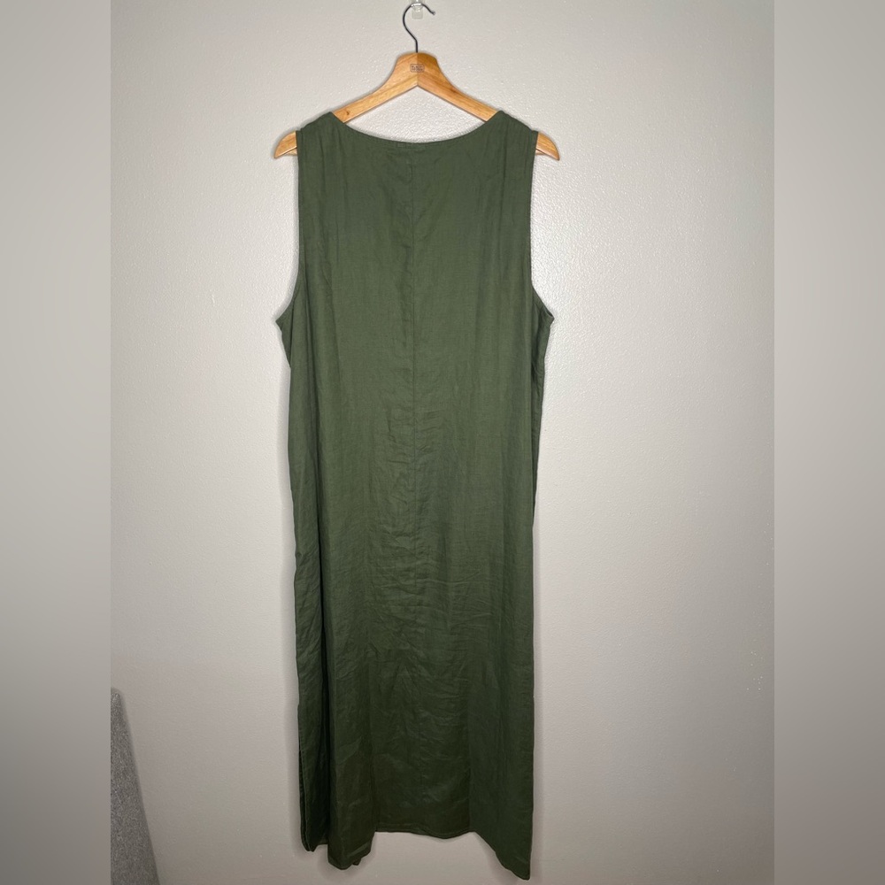J. Jill Love Linen Moss Green Sleeveless Lagenlook Maxi Dress, XL - Picture 7 of 7